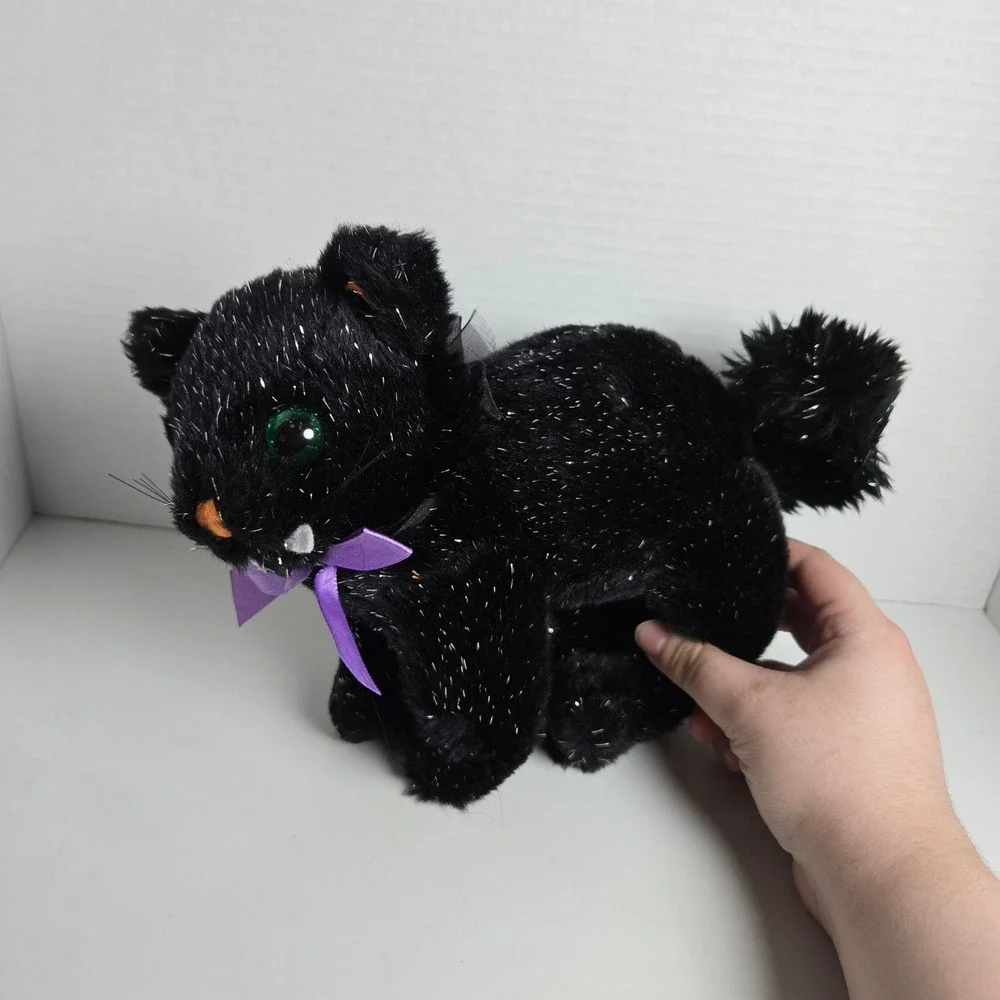 Galerie Black Sparkly Vampire Cat Plush 14
